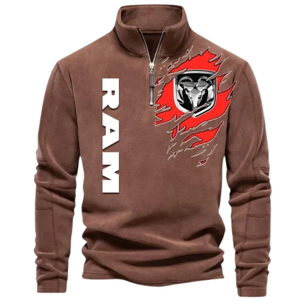 Heavy-Duty Truck Maker Half Zip Stand Up Collar Hoodie CAR486 - Brown