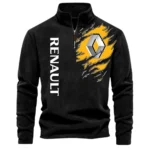 Auto Half Zip Stand Up Collar Hoodie CAR486 - Black