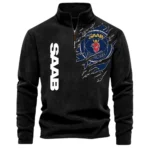 Compact Sedan Half Zip Stand Up Collar Hoodie CAR486 - Black