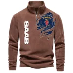 Turbocharged Hatchback Half Zip Stand Up Collar Hoodie CAR486 - Brown