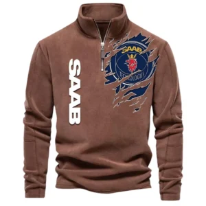Turbocharged Hatchback Half Zip Stand Up Collar Hoodie CAR486 - Brown
