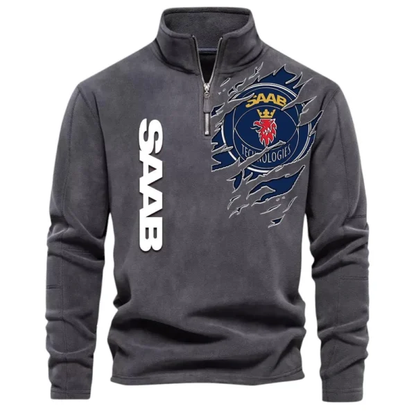 Family Car Half Zip Stand Up Collar Hoodie CAR486 - Dark Gray