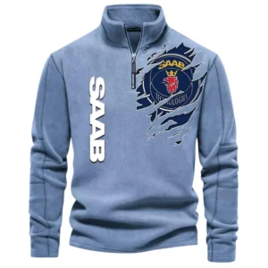 Performance Sedan Half Zip Stand Up Collar Hoodie CAR486 - Light Blue