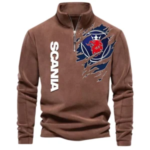 Long-Haul Vehicle Half Zip Stand Up Collar Hoodie CAR486 - Brown