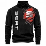 Compact Car Half Zip Stand Up Collar Hoodie CAR486 - Black