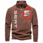 Urban Hatchback Half Zip Stand Up Collar Hoodie CAR486 - Brown