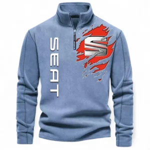 Sporty Hatch Half Zip Stand Up Collar Hoodie CAR486 - Light Blue