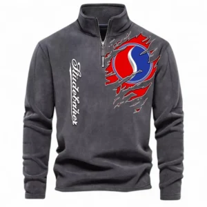 Retro Sedan Half Zip Stand Up Collar Hoodie CAR486 - Dark Gray