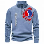 Antique Coupe Half Zip Stand Up Collar Hoodie CAR486 - Light Blue