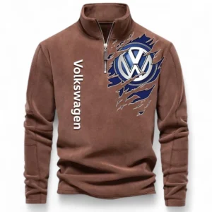 Compact Vehicle Half Zip Stand Up Collar Hoodie CAR486 - Brown