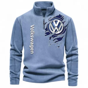 Sedan Vehicle Half Zip Stand Up Collar Hoodie CAR486 - Light Blue
