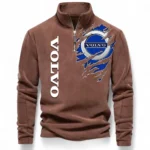 Compact SUV Half Zip Stand Up Collar Hoodie CAR486 - Brown