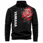 Motorcycle Half Zip Stand Up Collar Hoodie CAR486 - Black