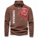 Sport Bike Half Zip Stand Up Collar Hoodie CAR486 - Brown