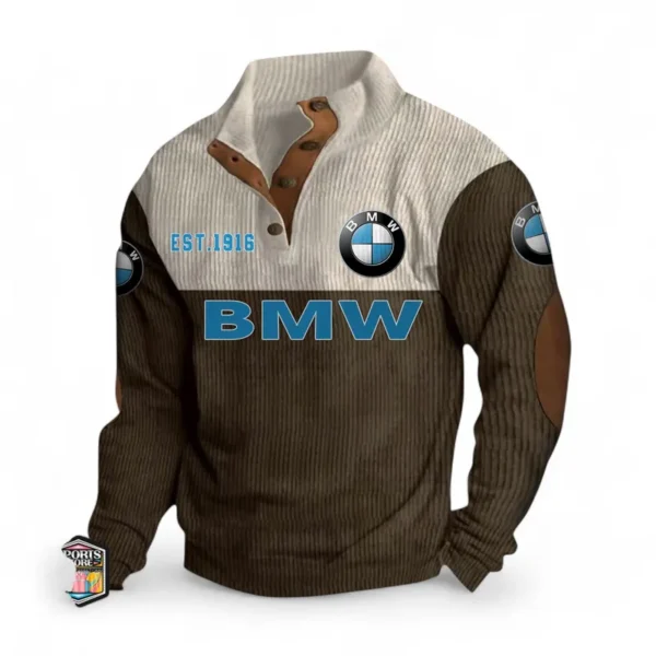 Luxury Sedan Men's Stand Up Collar Base Shirt CAR487 - Brown