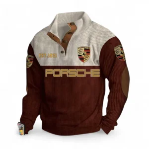 Racing-Inspired Vehicle Men's Stand Up Collar Base Shirt CAR487 - Dark Red