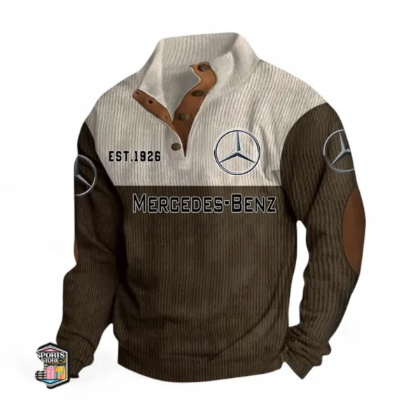 Grand Touring Auto Men's Stand Up Collar Base Shirt CAR487 - Brown
