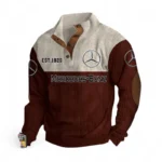 Premium Road Vehicle Men's Stand Up Collar Base Shirt CAR487 - Dark Red