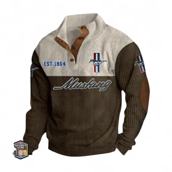 Legendary American Car Men's Stand Up Collar Base Shirt CAR487 - Brown
