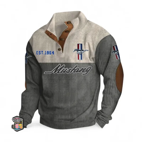 Iconic Muscle Ride Men's Stand Up Collar Base Shirt CAR487 - Gray