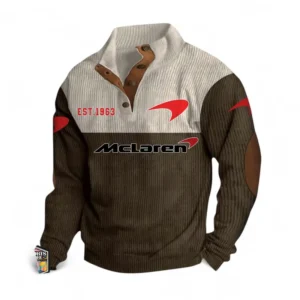 Racing-Inspired Auto Men's Stand Up Collar Base Shirt CAR487 - Brown