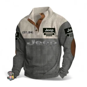 Open-Top SUV Company Men's Stand Up Collar Base Shirt CAR487 - Gray