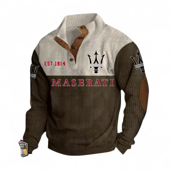 Luxury Coupe Men's Stand Up Collar Base Shirt CAR487 - Brown