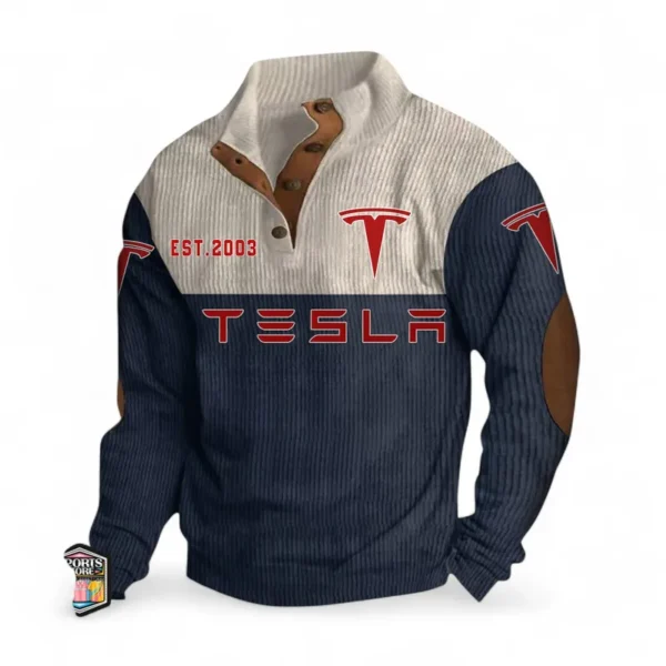High-Tech Auto Men's Stand Up Collar Base Shirt CAR487 - Navy Blue