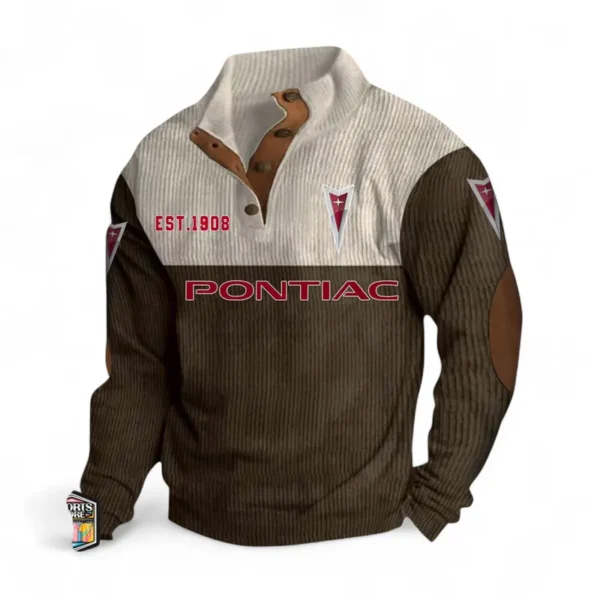 Old-School Automobile Men's Stand Up Collar Base Shirt CAR487 - Brown