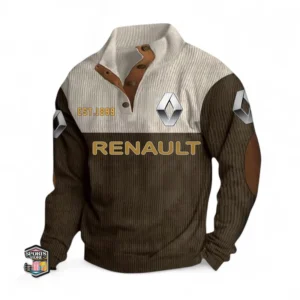 European Automobile Men's Stand Up Collar Base Shirt CAR487 - Brown