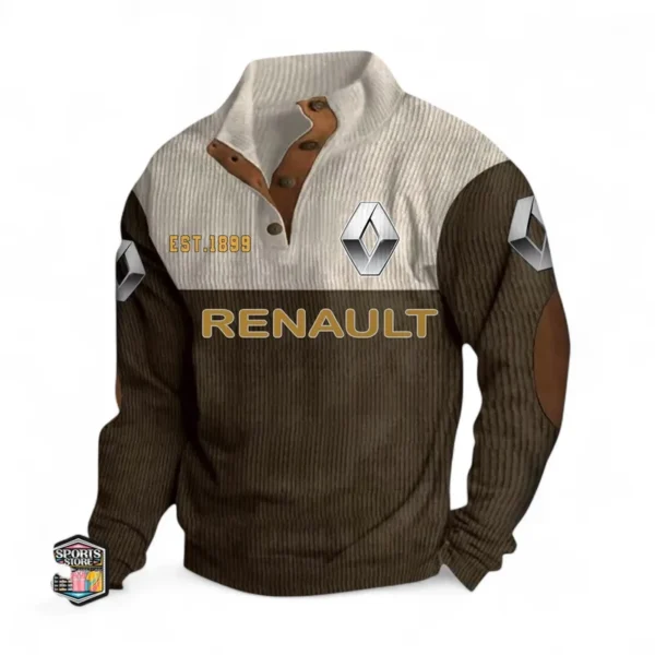 European Automobile Men's Stand Up Collar Base Shirt CAR487 - Brown