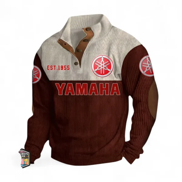 Dual-Sport Bike Men's Stand Up Collar Base Shirt CAR487 - Dark Red