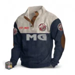 Vintage Sports Auto Men's Stand Up Collar Base Shirt CAR487 - Navy Blue