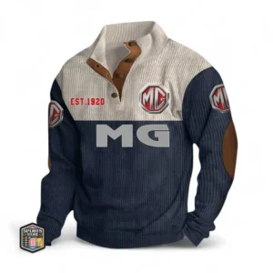 Vintage Sports Auto Men's Stand Up Collar Base Shirt CAR487 - Navy Blue