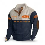Dirt Motorcycle Men's Stand Up Collar Base Shirt CAR487 - Navy Blue