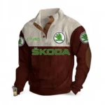 Mid-Size Sedan Men's Stand Up Collar Base Shirt CAR487 - Dark Red