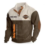 Chopper Style Bike Men's Stand Up Collar Base Shirt CAR488 - Brown