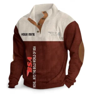 British-Style Motorcycle Men's Stand Up Collar Base Shirt CAR488 - Dark Red