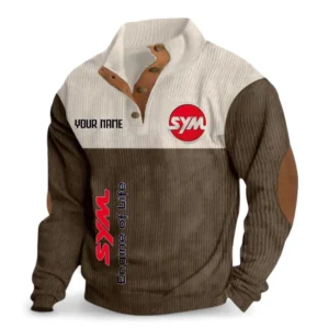 Street Scooter Men's Stand Up Collar Base Shirt CAR488 - Brown