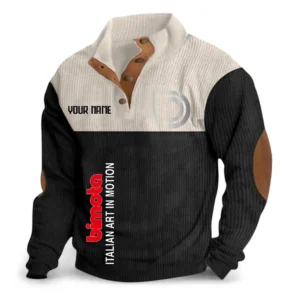 High-End Track Bike Men's Stand Up Collar Base Shirt CAR488 - Black