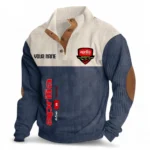 Track Motorcycle Men's Stand Up Collar Base Shirt CAR488 - Navy Blue