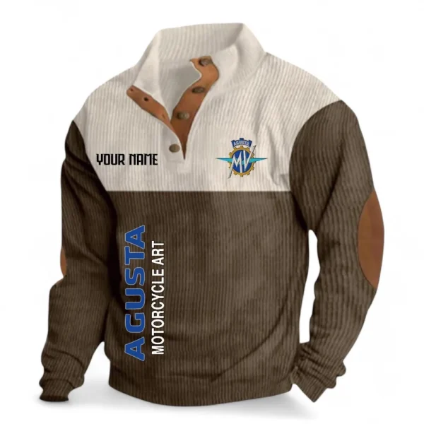Racing Bike Men's Stand Up Collar Base Shirt CAR488 - Brown