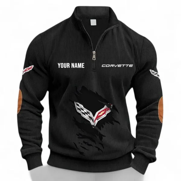 Performance Roadster Half Zipper Corduroy Sweatshirt CAR491 - Black