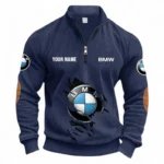 Compact Luxury Car Half Zipper Corduroy Sweatshirt CAR491 - Navy Blue