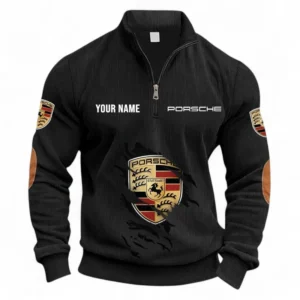 Track Day Machine Half Zipper Corduroy Sweatshirt CAR491 - Black
