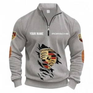 Precision Handling Car Half Zipper Corduroy Sweatshirt CAR491 - Light Gray