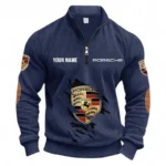 Iconic Sports Vehicle Half Zipper Corduroy Sweatshirt CAR491 - Navy Blue