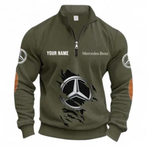 Business-Class Auto Half Zipper Corduroy Sweatshirt CAR491 - Army Green