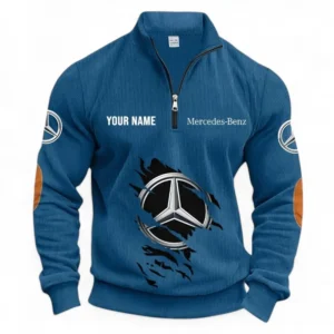 Luxury Touring Car Half Zipper Corduroy Sweatshirt CAR491 - Denim Blue