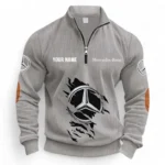 Premium Road Vehicle Half Zipper Corduroy Sweatshirt CAR491 - Light Gray